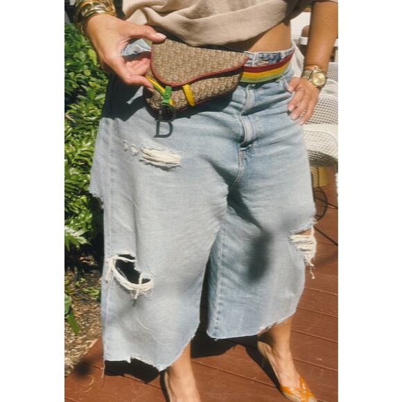 rare CHRISTIAN DIOR John Galliano 2004 Rasta Trotter  CHRISTIAN DIOR John Galliano 2004 Rasta Trotter Mini Saddle Belt Bag